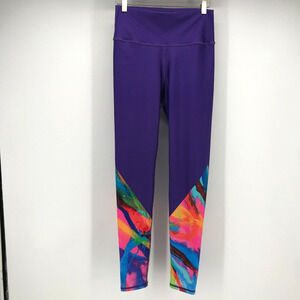 Alana Kay Art Leggings Womens Large Purple Watercolor Workout Sport Stretch